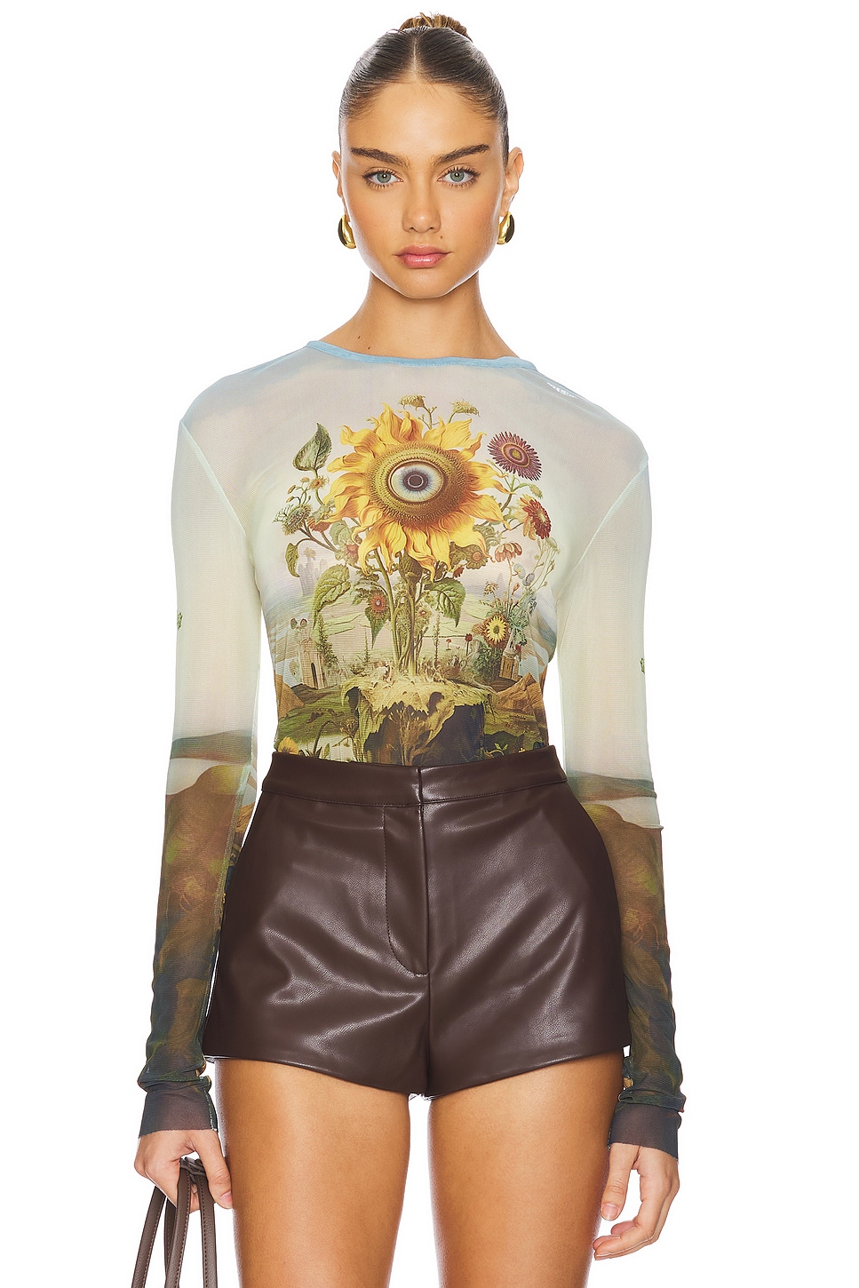 Monse Printed Mesh Top