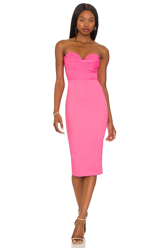 MORE TO COME Sophia Strapless Midi Dress