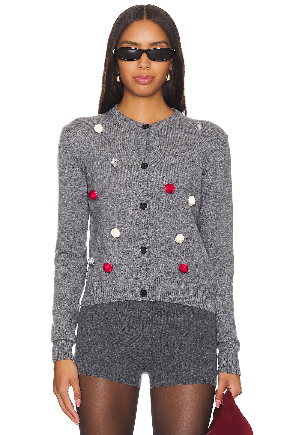 MSGM Rosebuds Embellished Cardigan