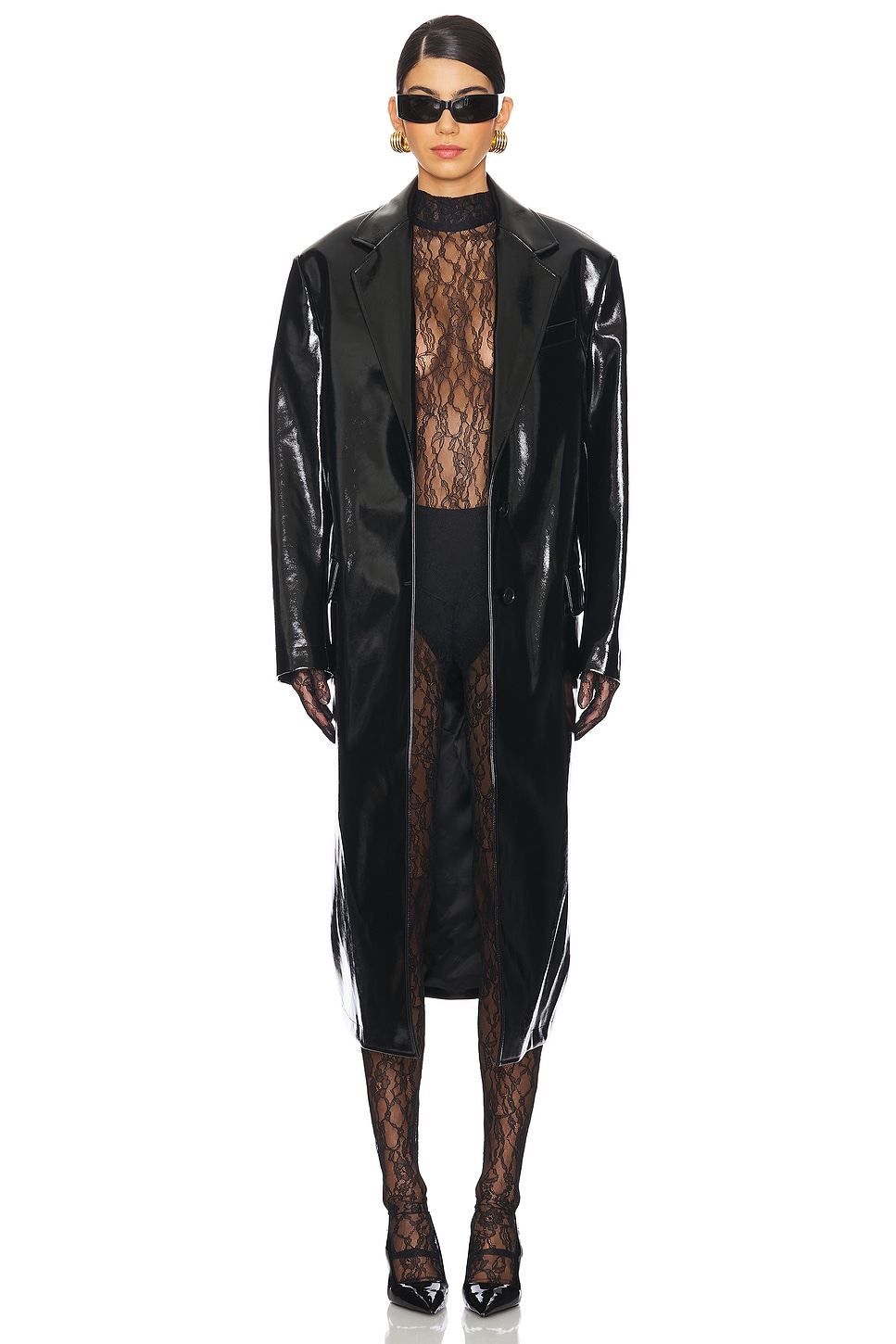 MSGM Patent Faux Leather Coat