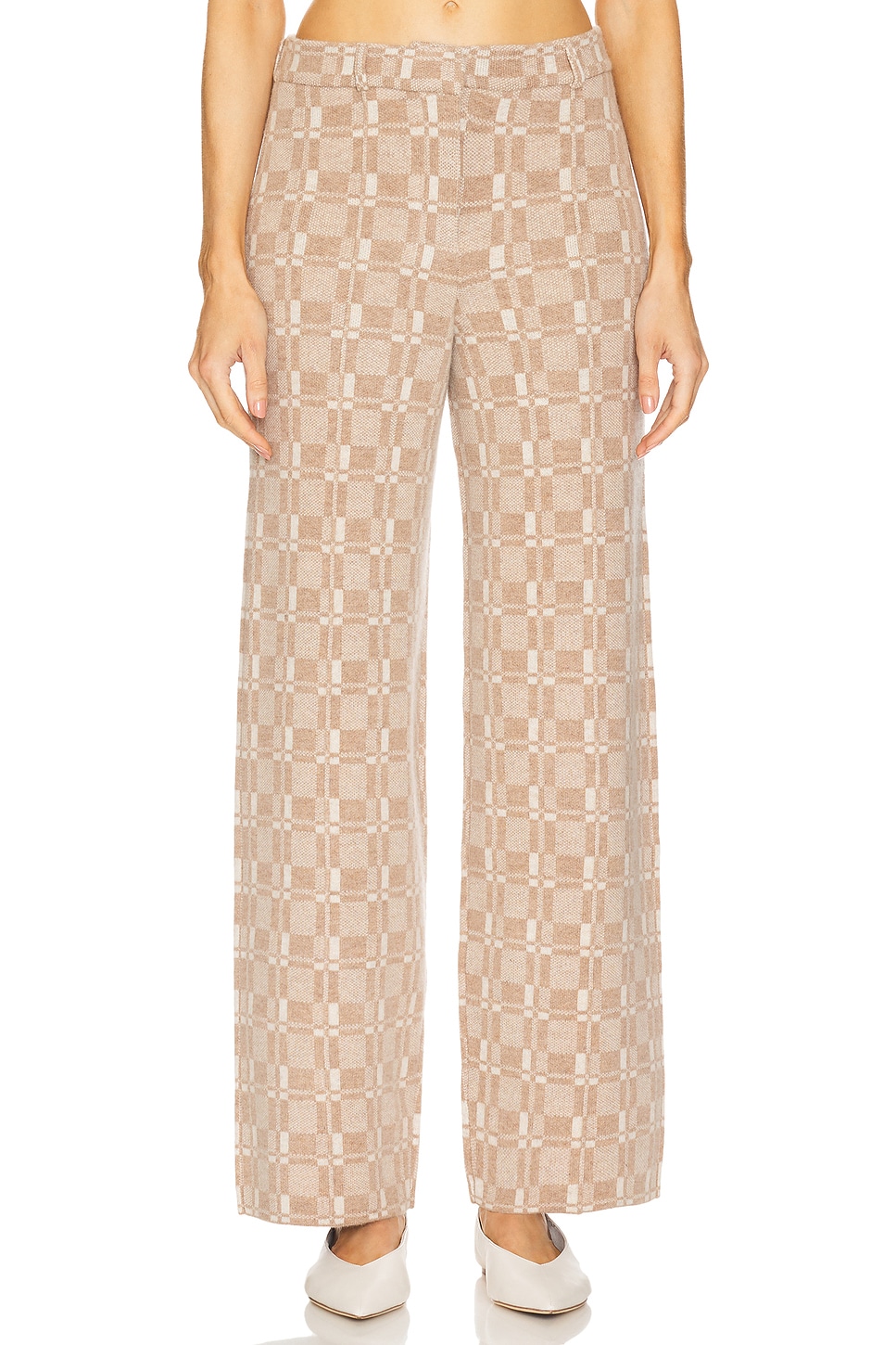 NAADAM Luxe Plaid Jacquard Wide Leg Trouser