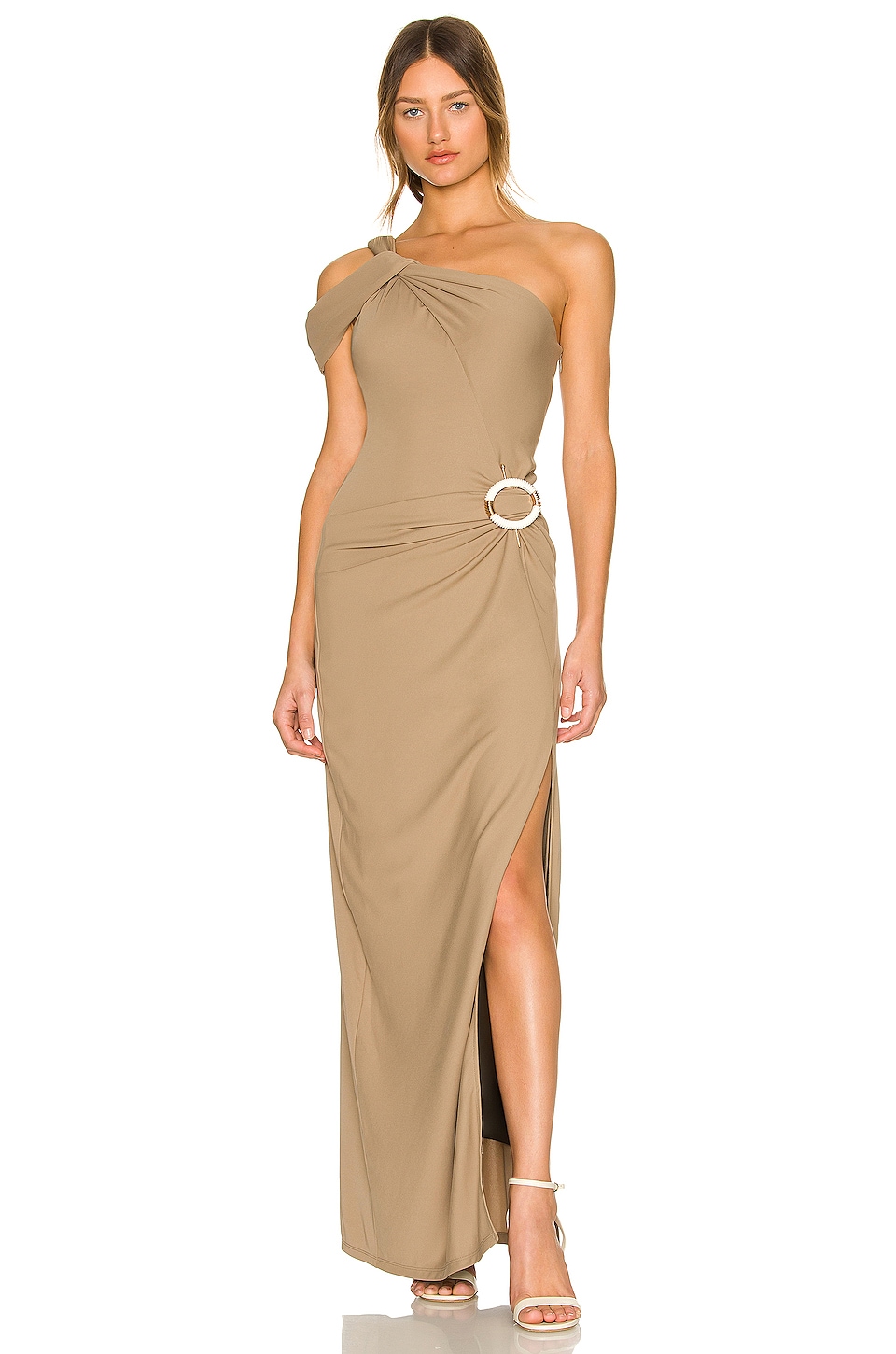 NICHOLAS Cory Asymmetric Twist Gown with Ring