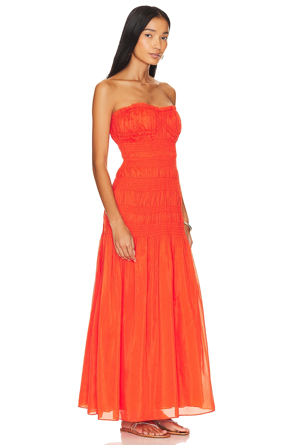 NICHOLAS Kalli Strapless Smocked Maxi Dress