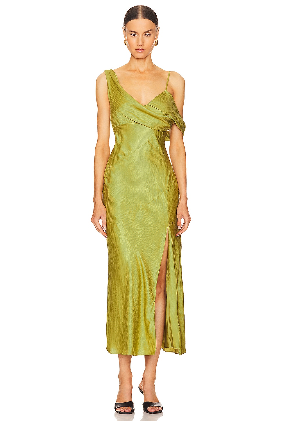 NICHOLAS Finley Asymmetrical Draped Midi Dress