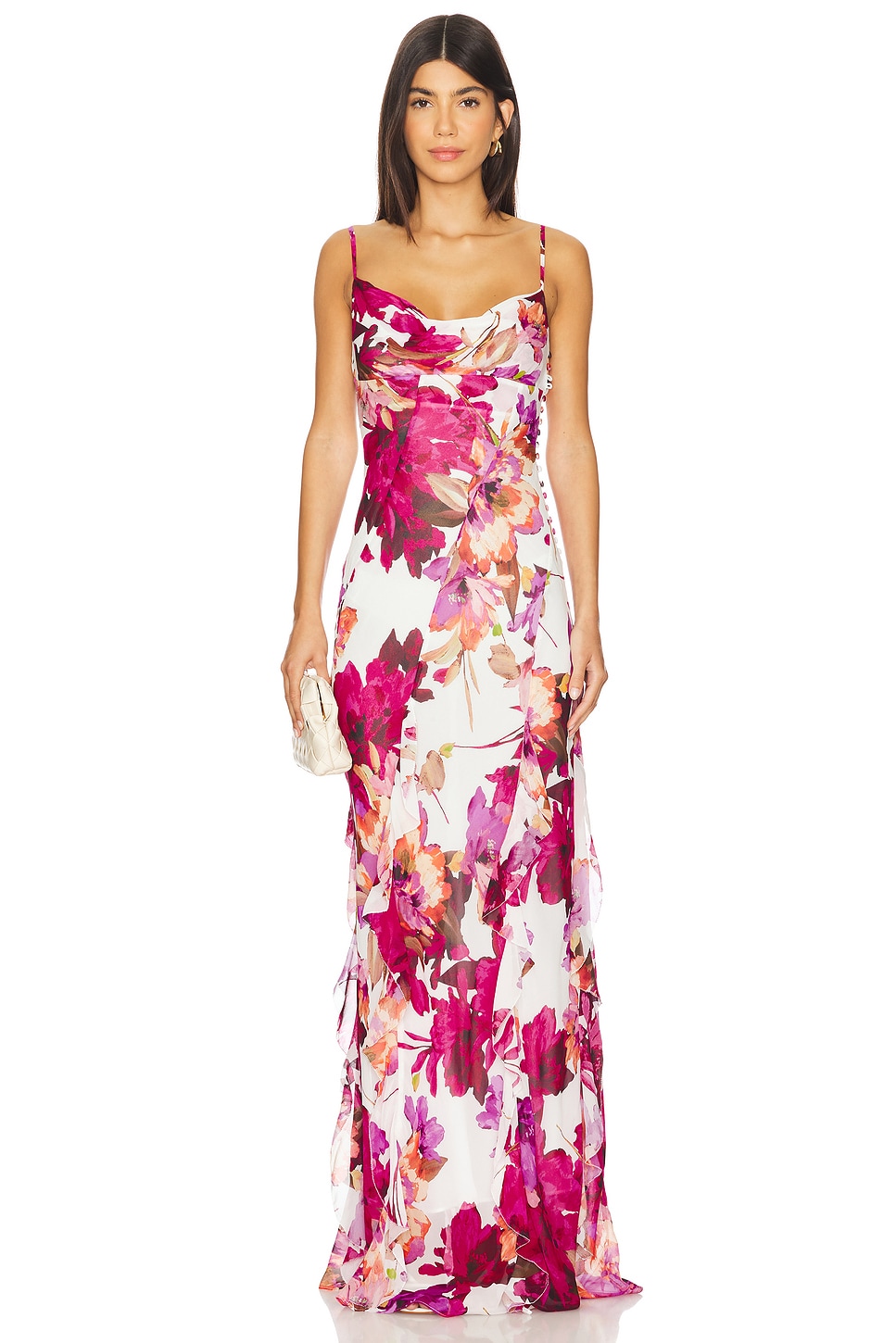 NICHOLAS Kamila Ruffle Cowl Maxi Dress