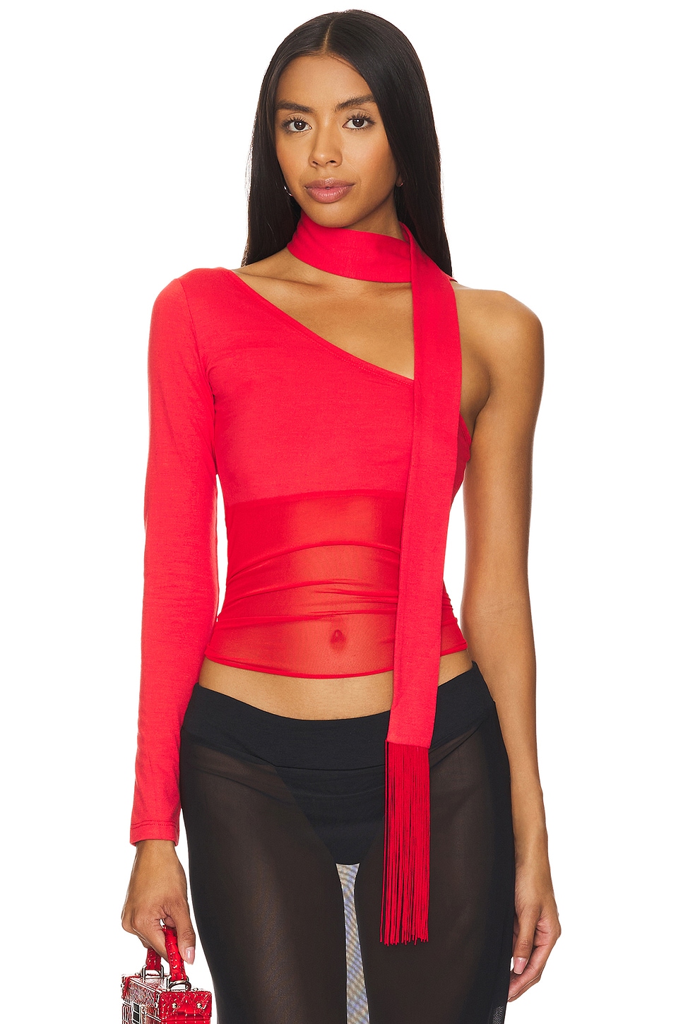 NIIHAI Asymmetric Neck Tie Top