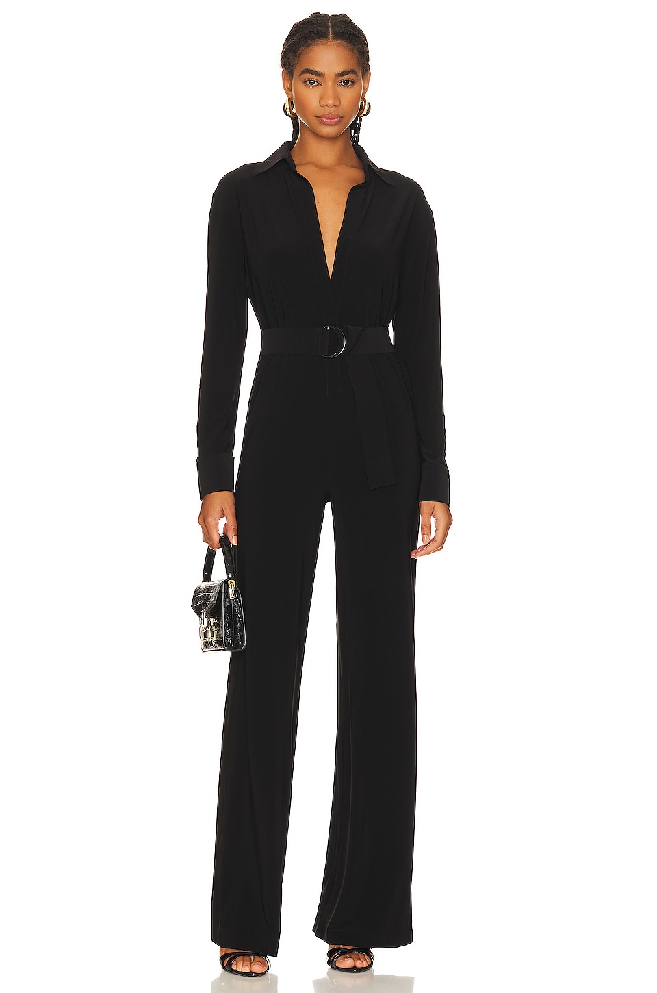 Norma Kamali Shirt Straight Leg Jumpsuit With Collar Stand