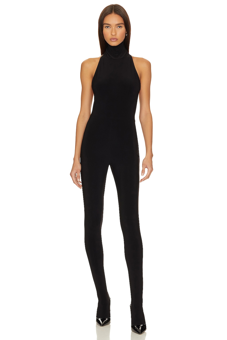 Norma Kamali X Revolve Halter Turtle Catsuit With Footsie