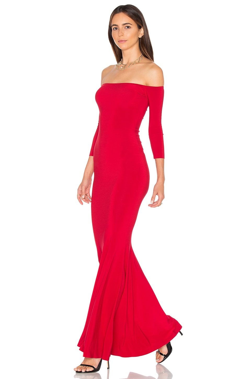 Norma Kamali Off The Shoulder Fishtail Gown