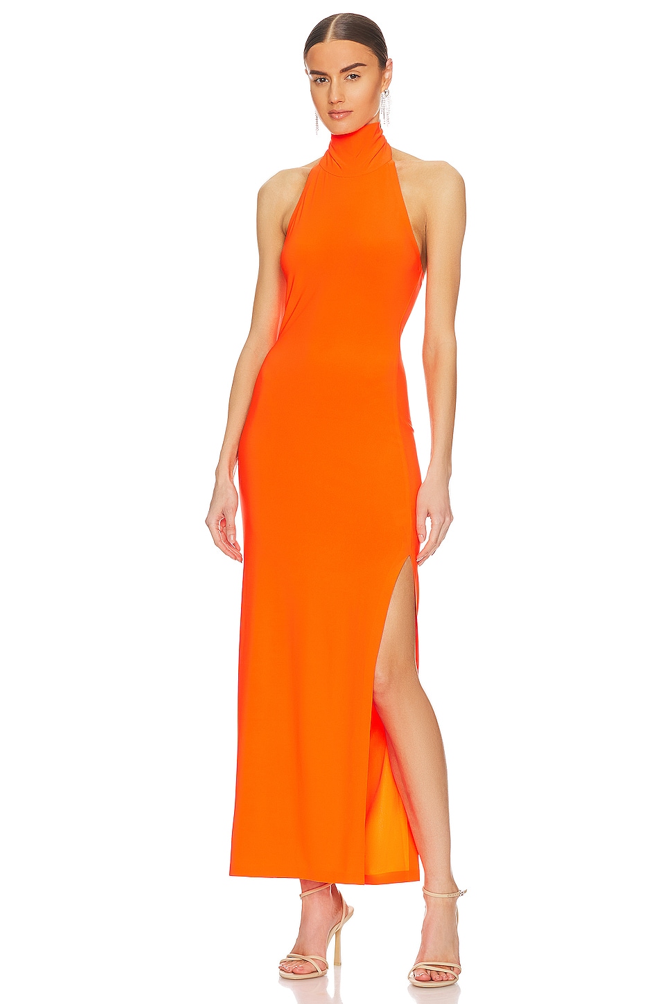 Norma Kamali Halter Turtleneck Gown