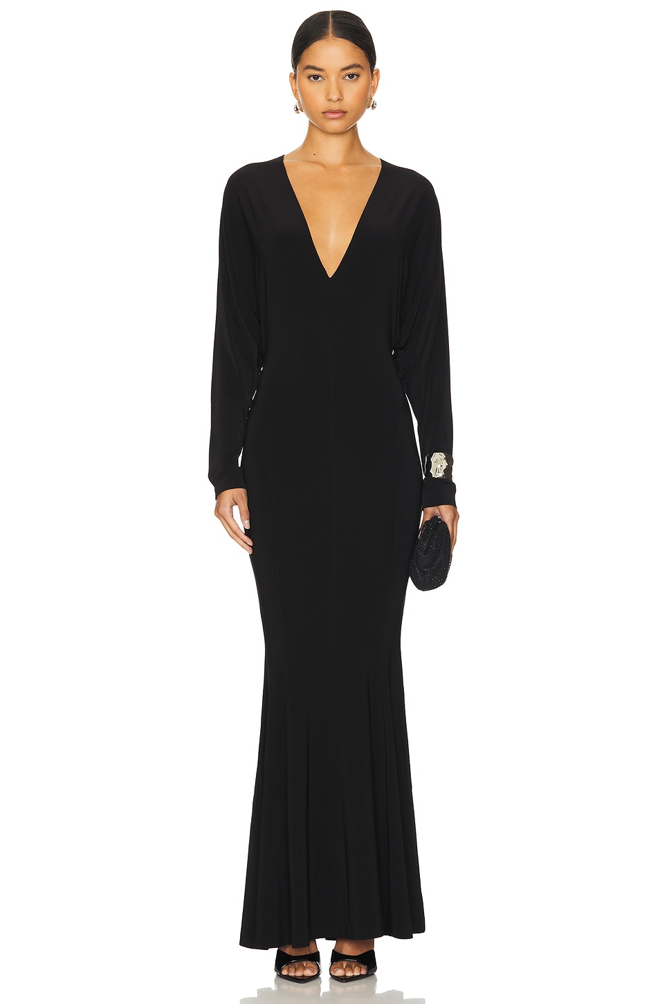 Norma Kamali Dolman V Neck Fishtail Gown