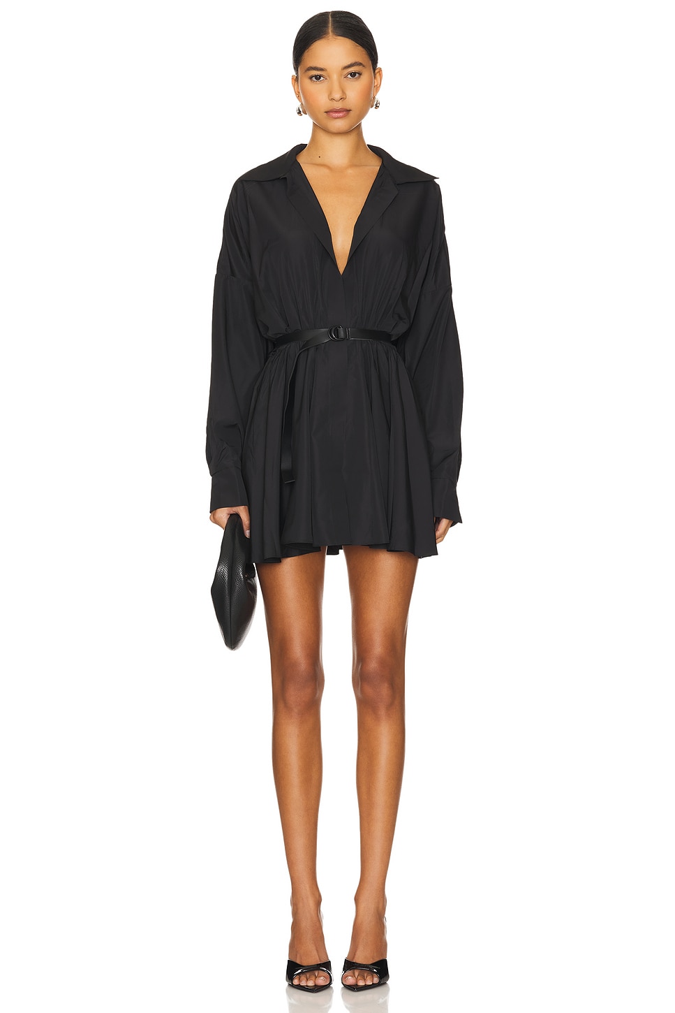 Norma Kamali Oversized Shirt Flared Mini Dress