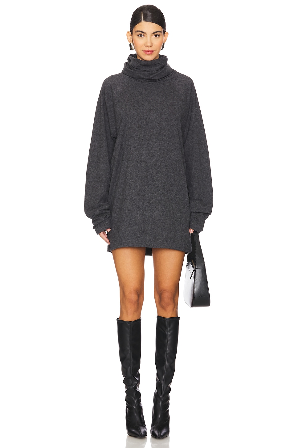 Norma Kamali Oversized Raglan Sleeve Turtleneck Mini Dress