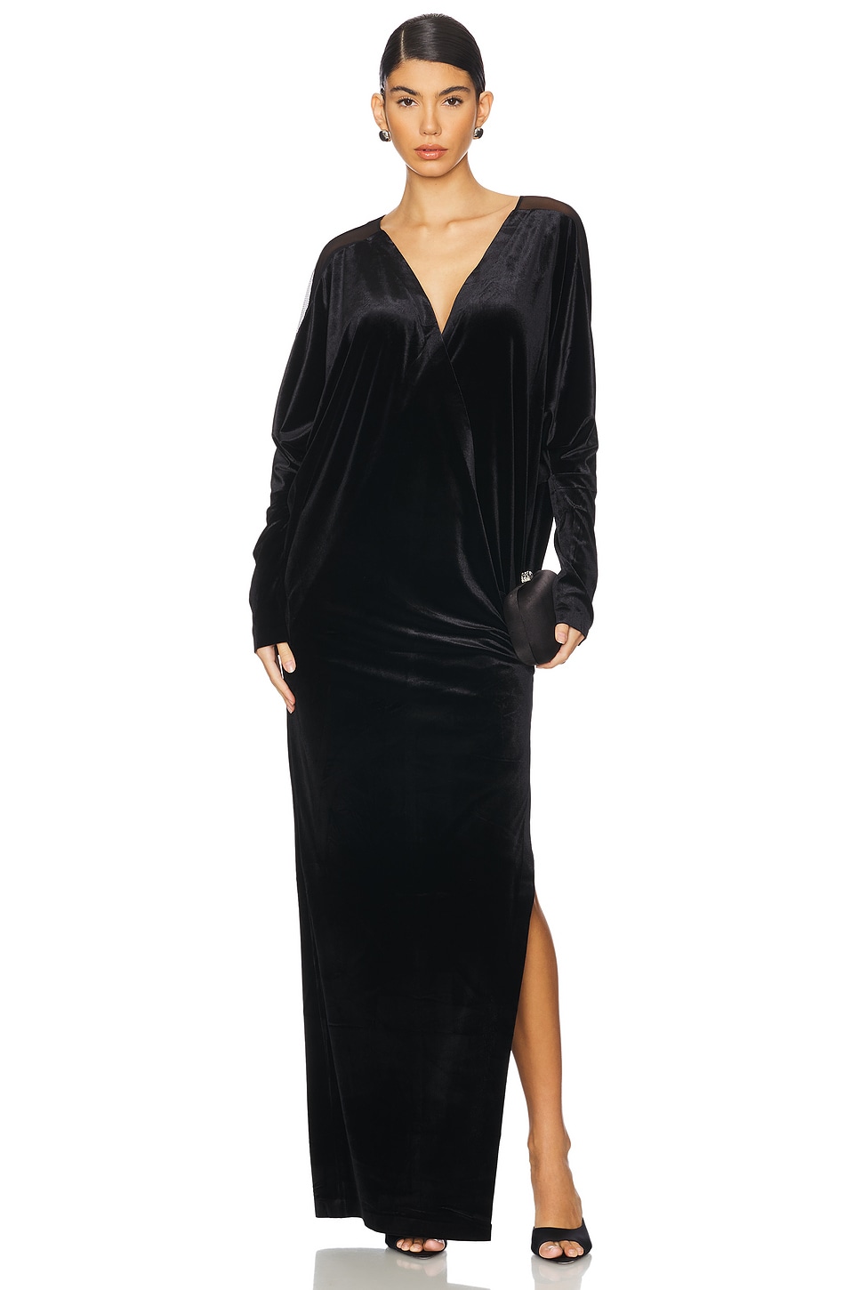 Norma Kamali Dolman Velvet Wrap Gown