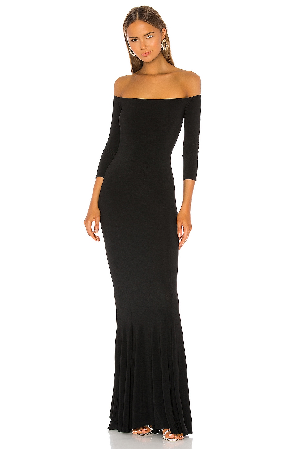 Norma Kamali Off the Shoulder Fishtail Gown