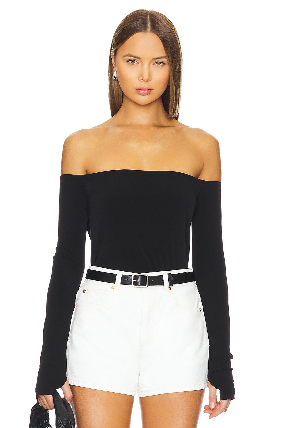 Norma Kamali Long Sleeve Off Shoulder Top