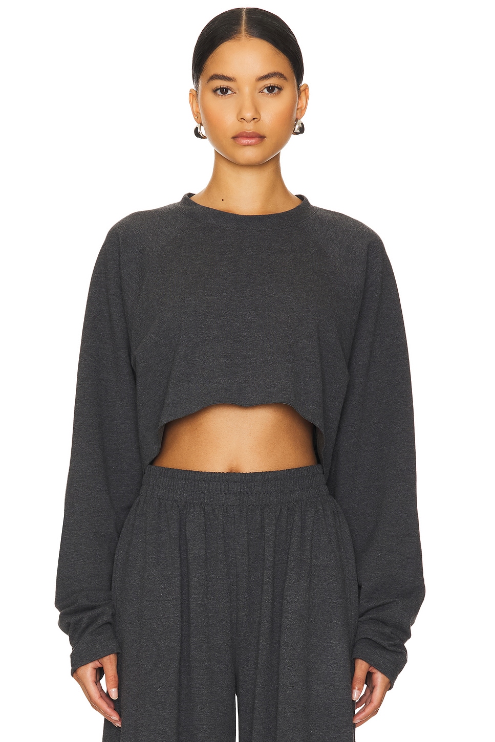 Norma Kamali Oversized Raglan Sleeve Cropped Top