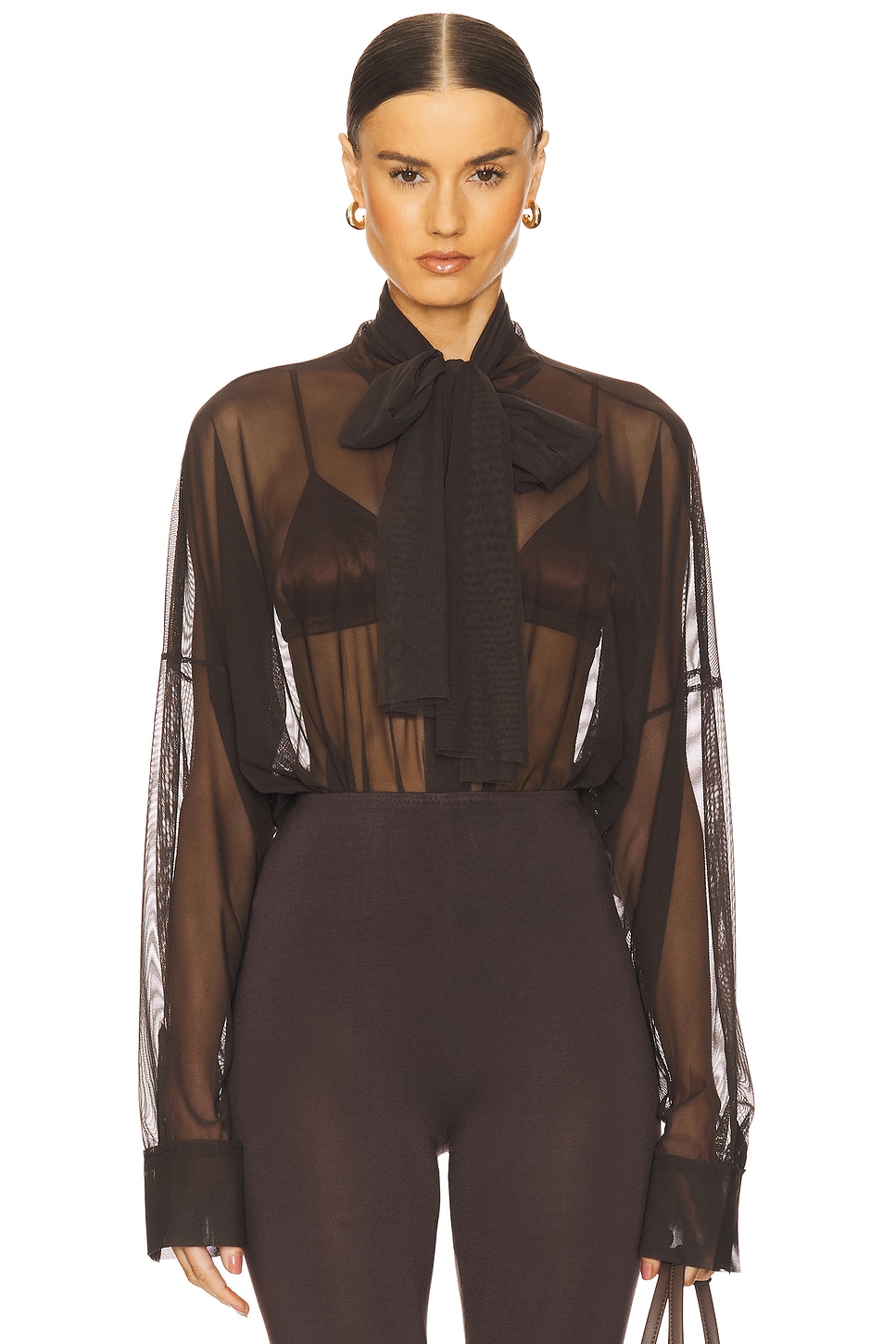 Norma Kamali Super Oversized Bf Shirt Bodysuit