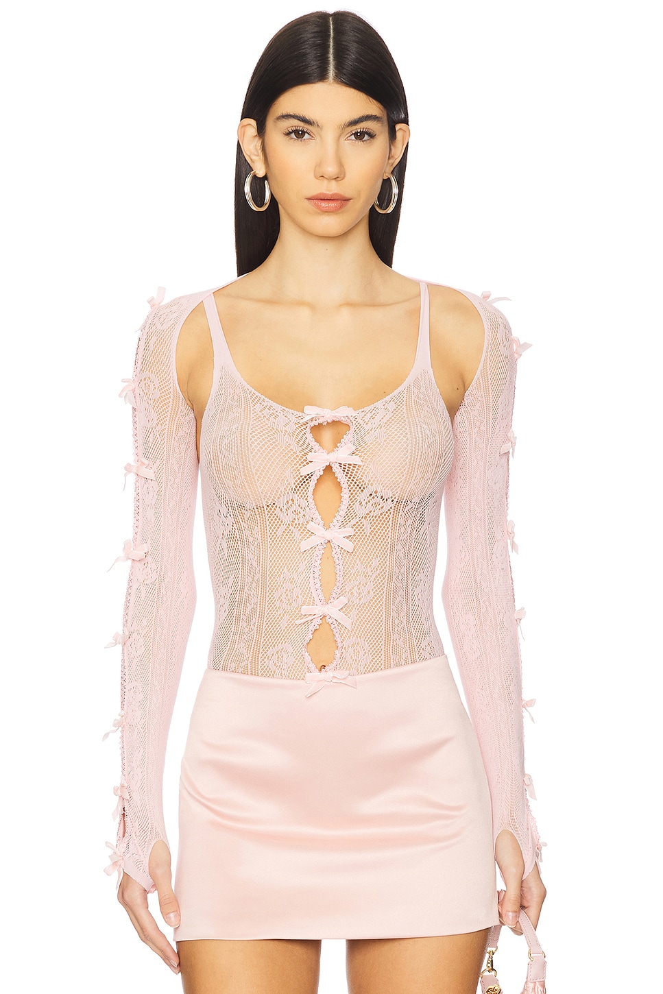 Nodress Pink Lace Bodysuit