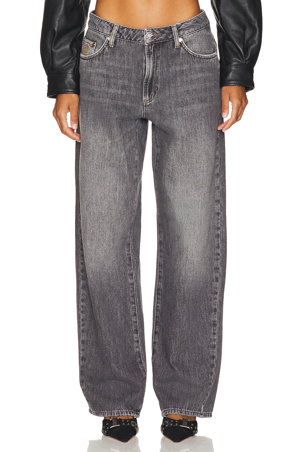 One Teaspoon Jacksons Mid Waist Wide Leg Jeans