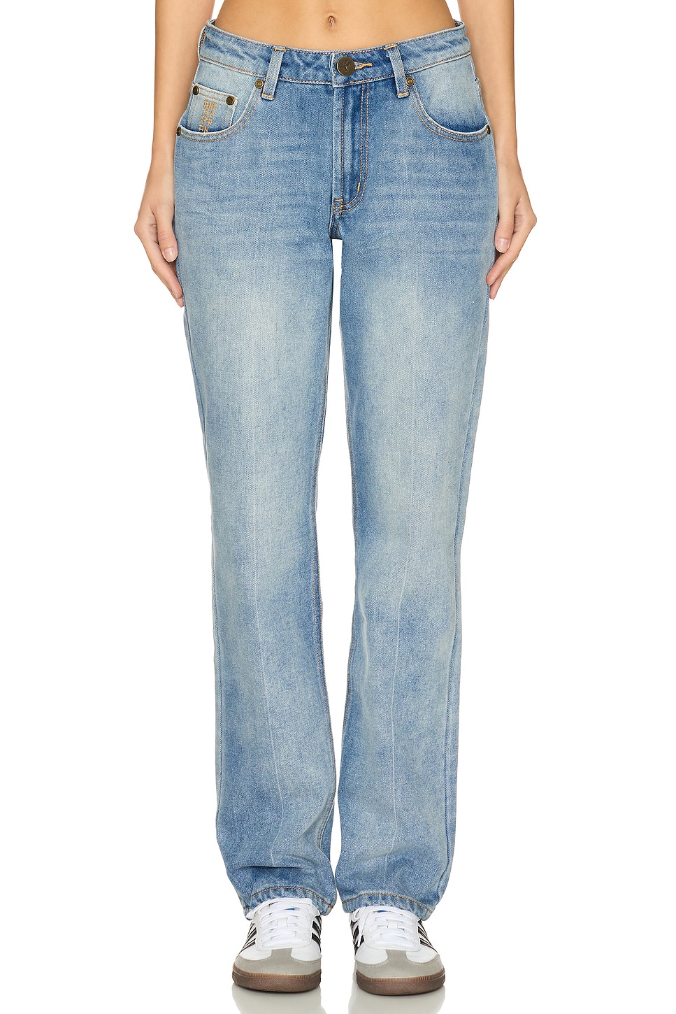 One Teaspoon Truckers Mid Waist Straight Leg Jeans