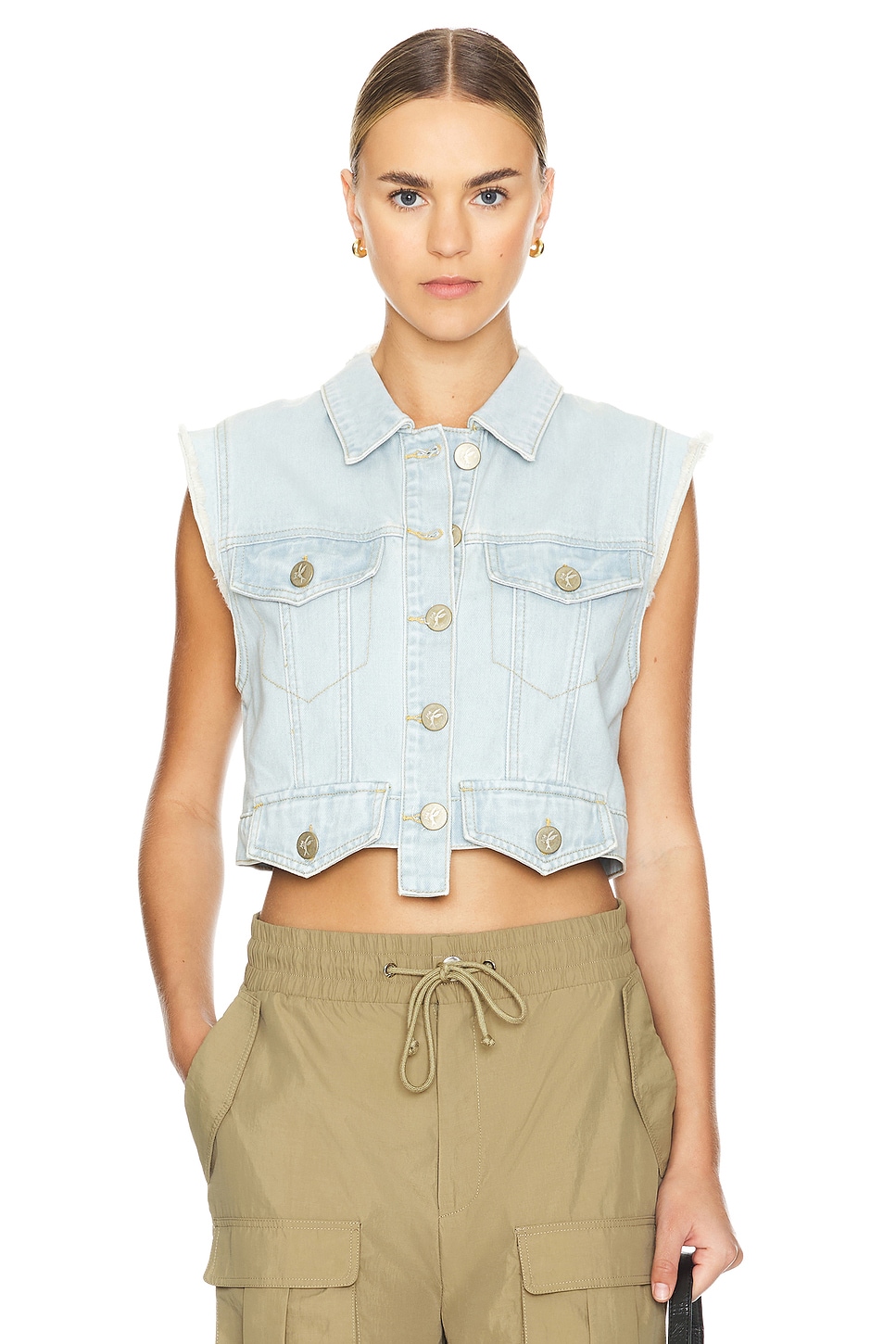 One Teaspoon Cropped Denim Trucker Top