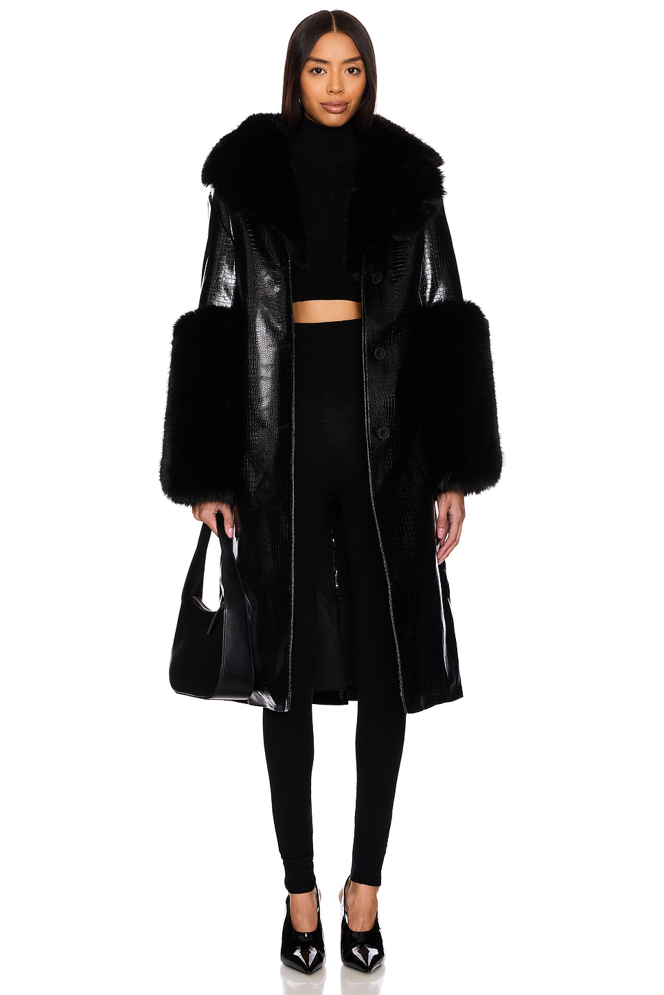 OW Collection Astrid Faux Fur Coat