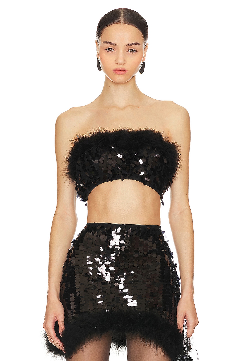 OW Collection Virgo Sequin Feather Top