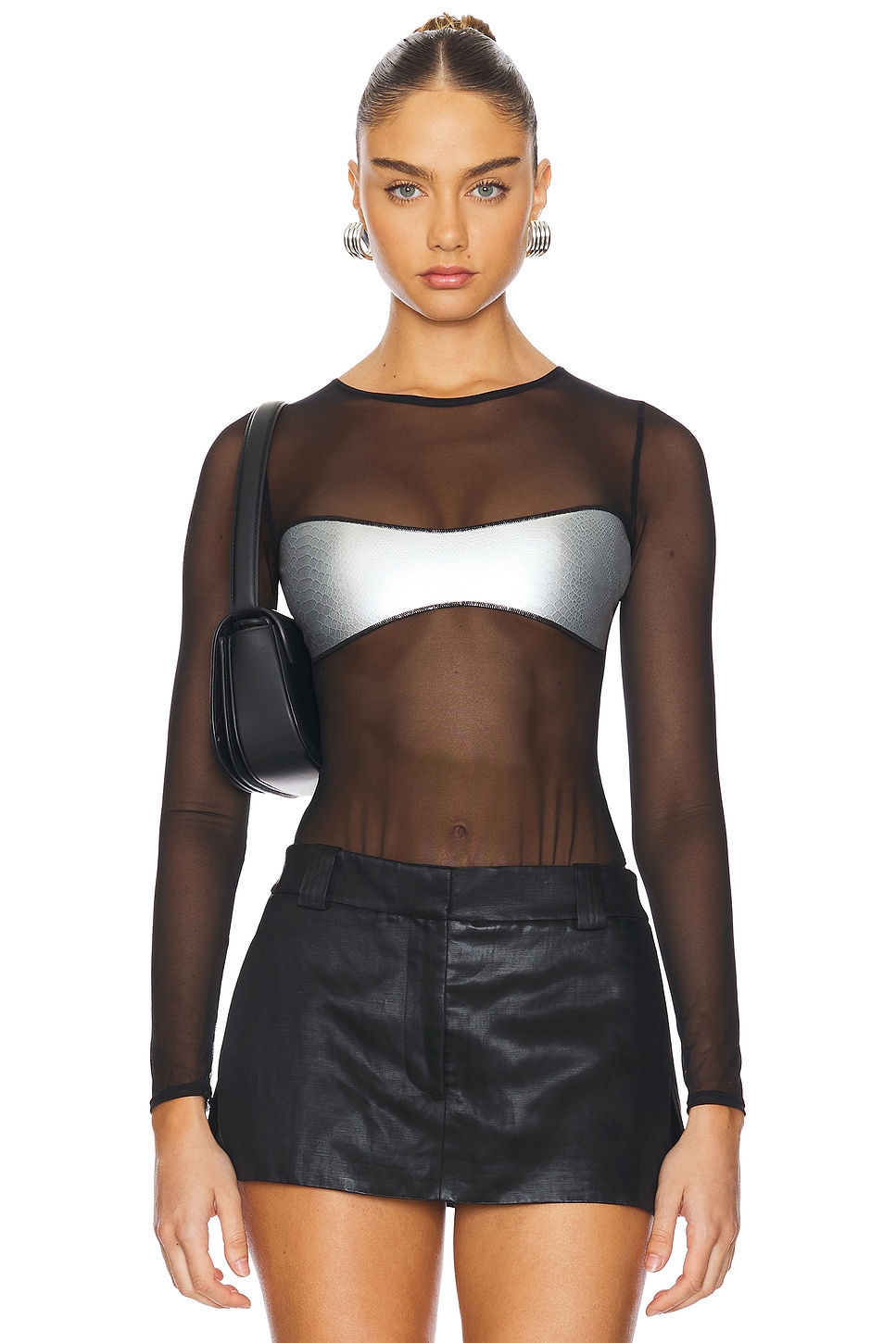 OW Collection Croc Mesh Bodysuit