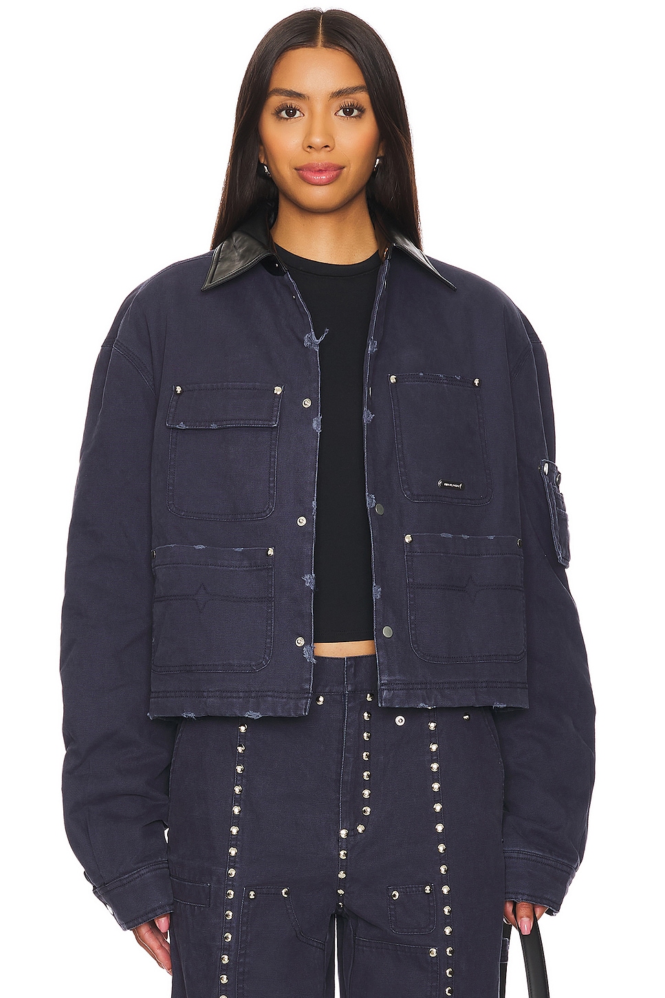 PRIVATE POLICY Washed Cotton Quilted Cropped Jacket