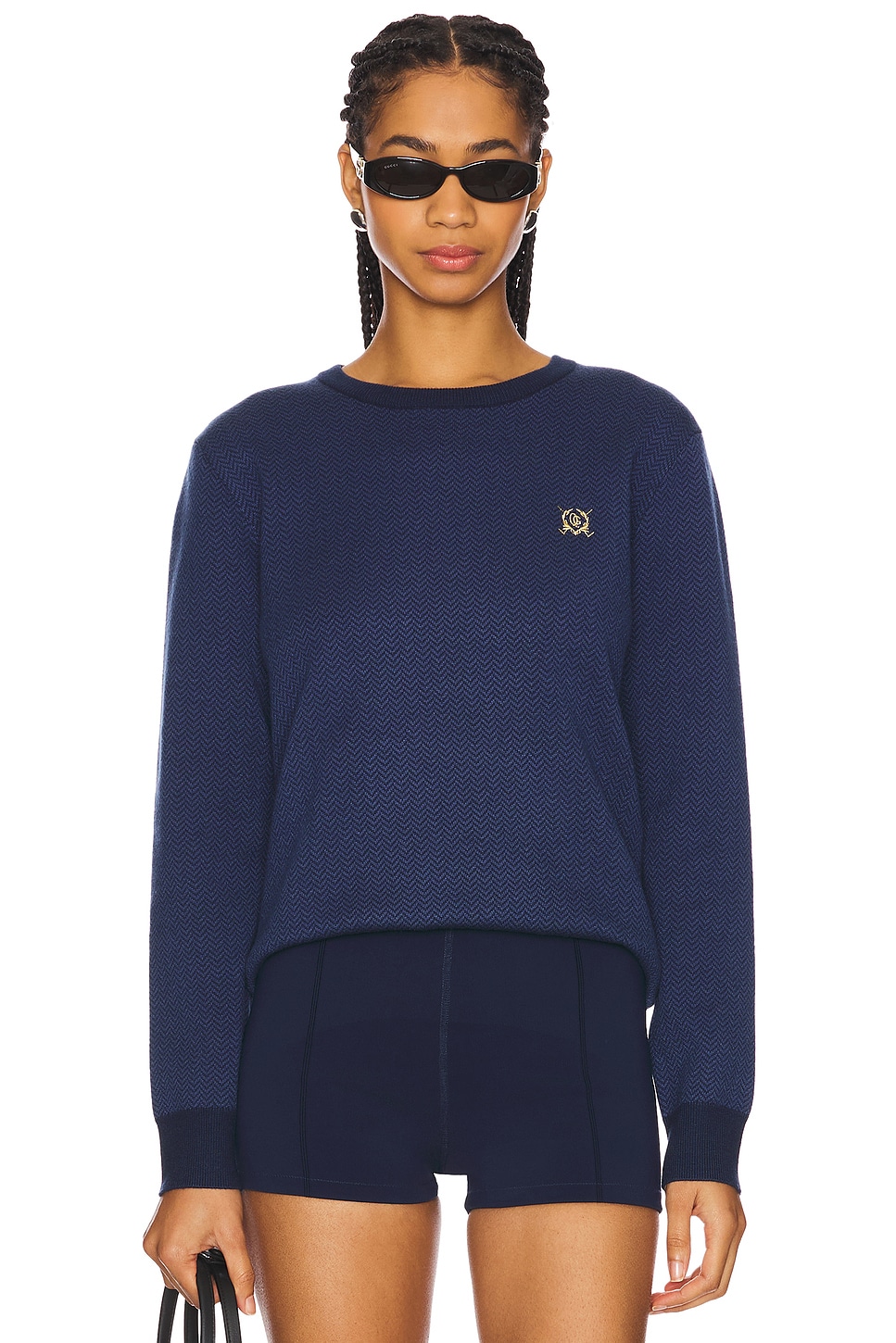 Quiet Golf Crest Herringbone Sweater