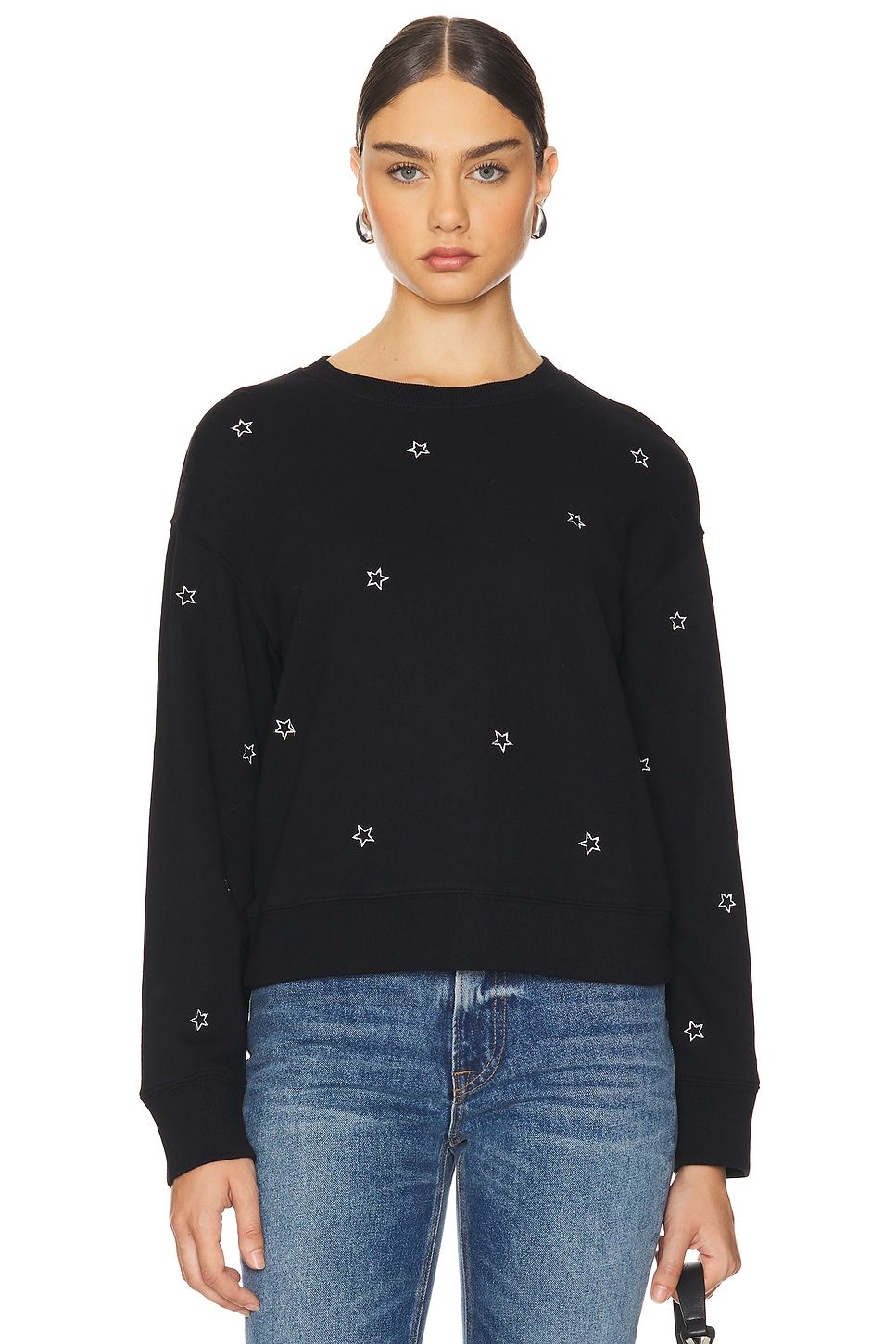 Rails Ramona Sweatshirt in Black Silver Star Embroidery