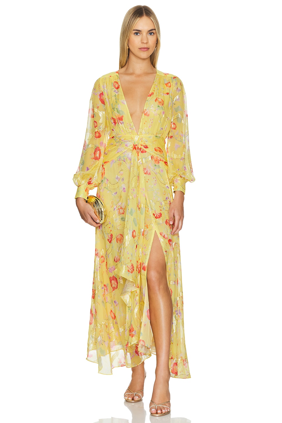 RIXO Meera Dress in Waterblossom Yellow