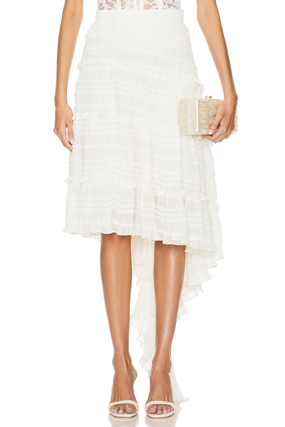 ROKH Asymmetrical Lace Tulle Skirt