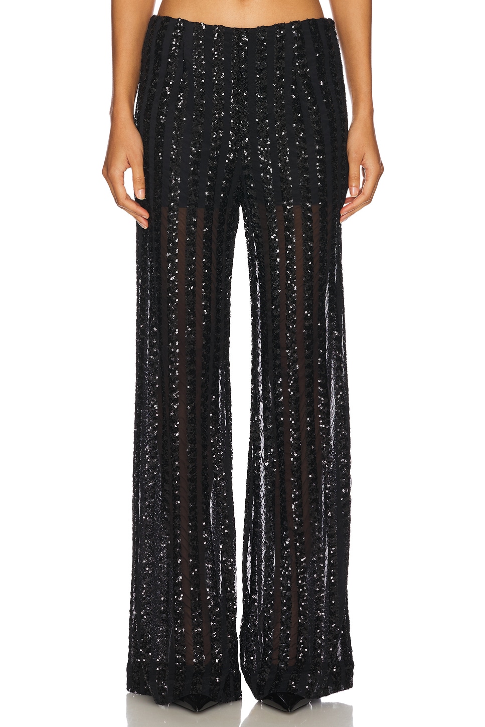 SANS FAFF Striped Sequin Trousers