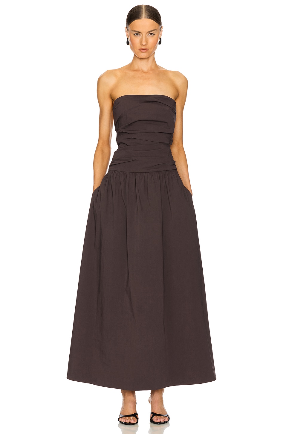 St. Agni Gathered Strapless Tie Back Dress