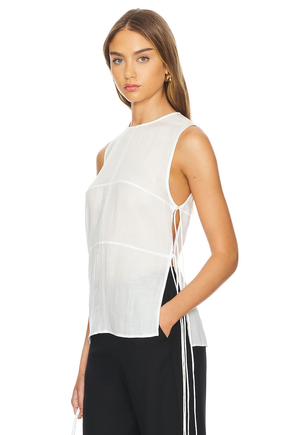 St. Agni Semi Sheer Patchwork Top