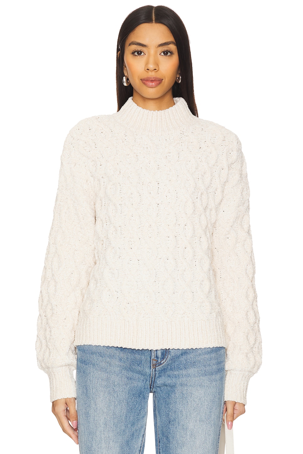 Sanctuary Cable Mock Neck Sweater