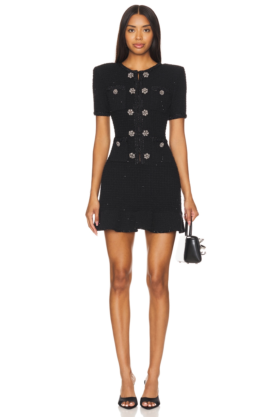 self-portrait Buttoned Knit Mini Dress