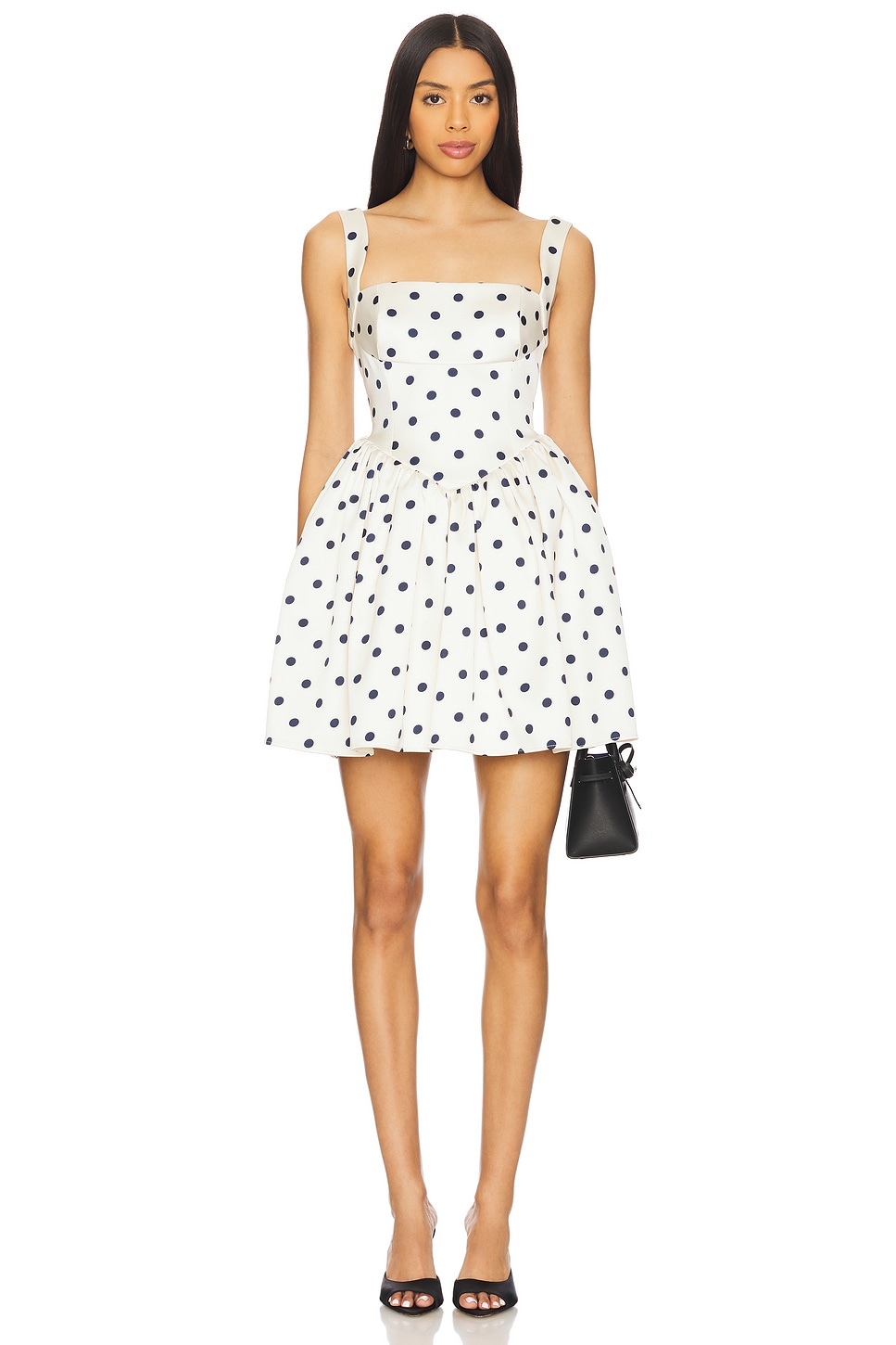 self-portrait Polka Dot Satin Mini Dress