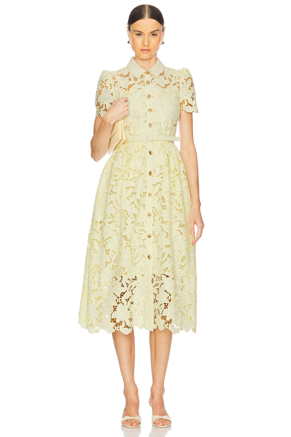 self-portrait Lace Collared Midi Dress