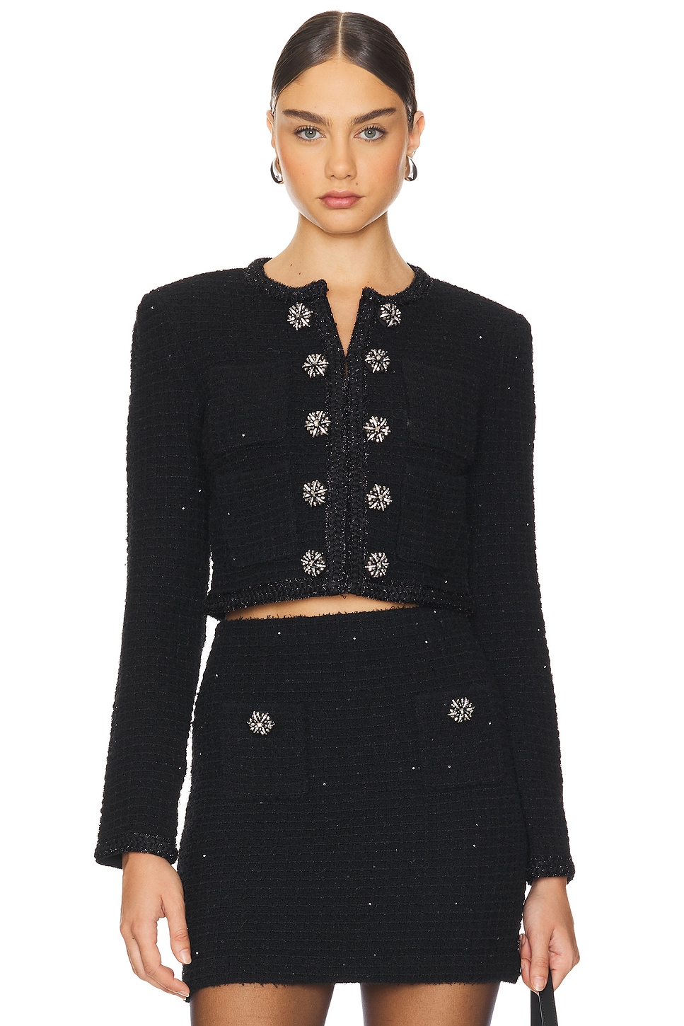 self-portrait Textured Knit Jacket