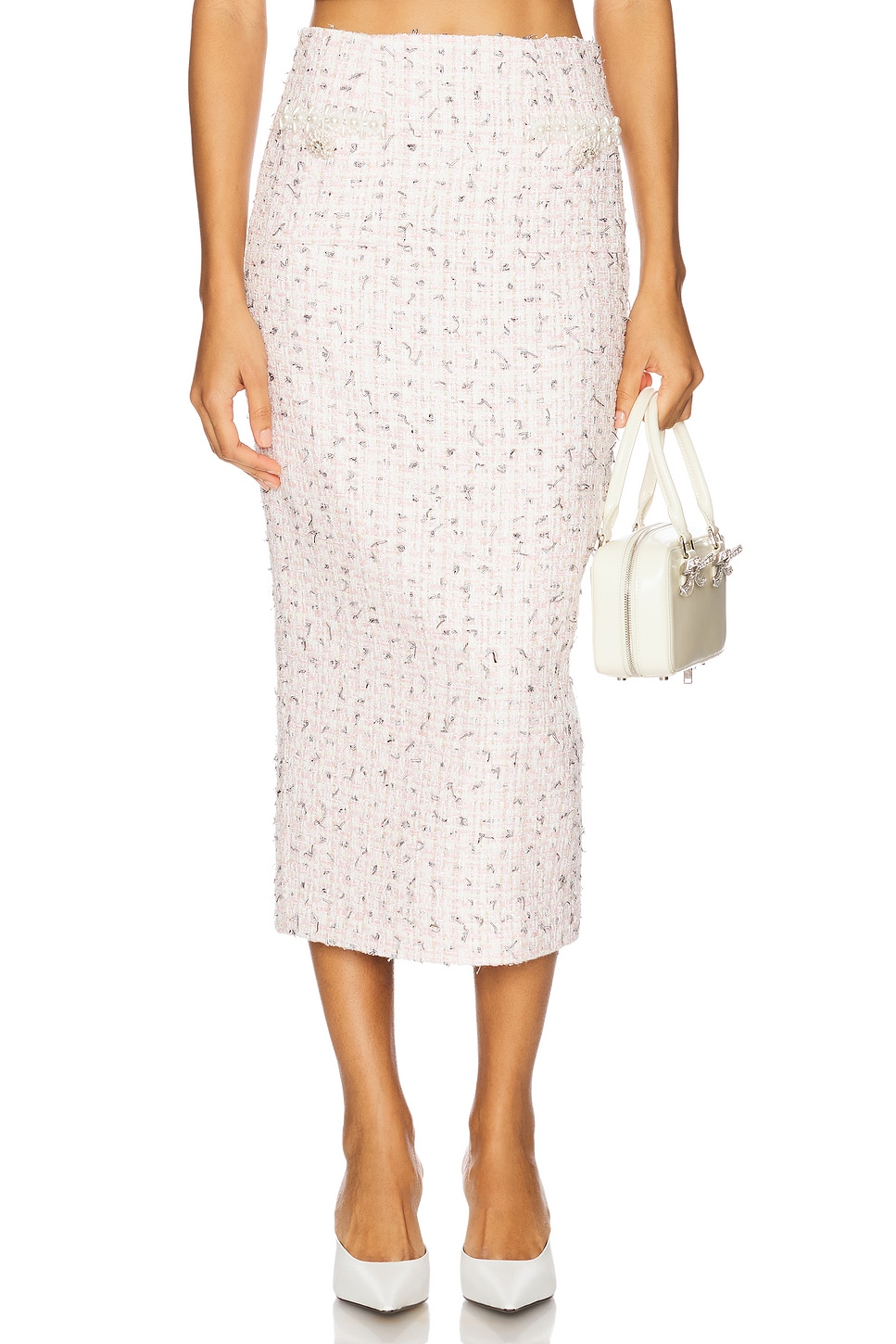 self-portrait Boucle Pearl Midi Skirt