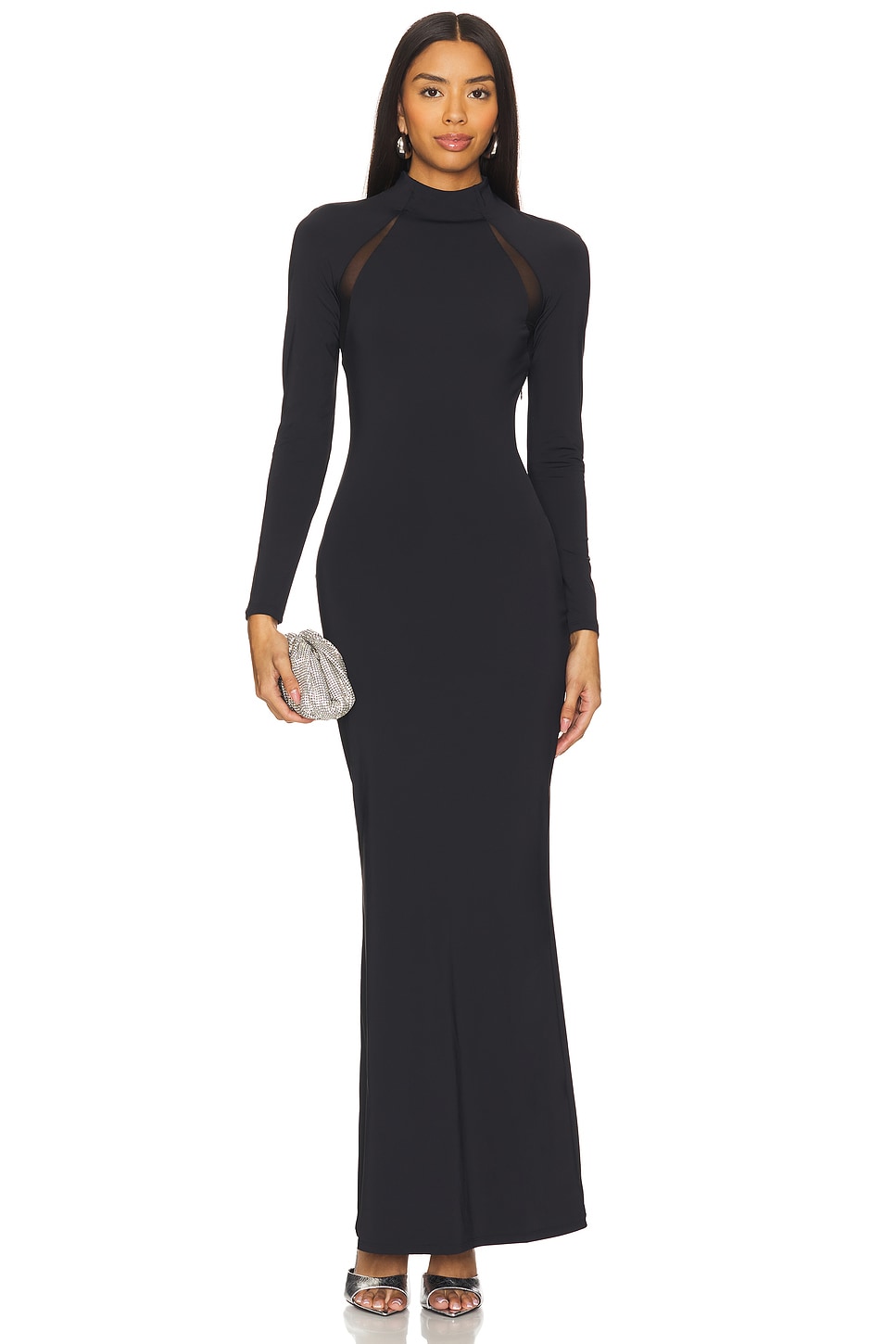 SER.O.YA Krystal Maxi Dress With Mesh Paneling