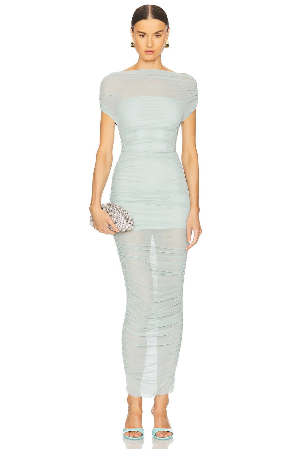 SER.O.YA Noel Off Shoulder Mesh Midi Dress