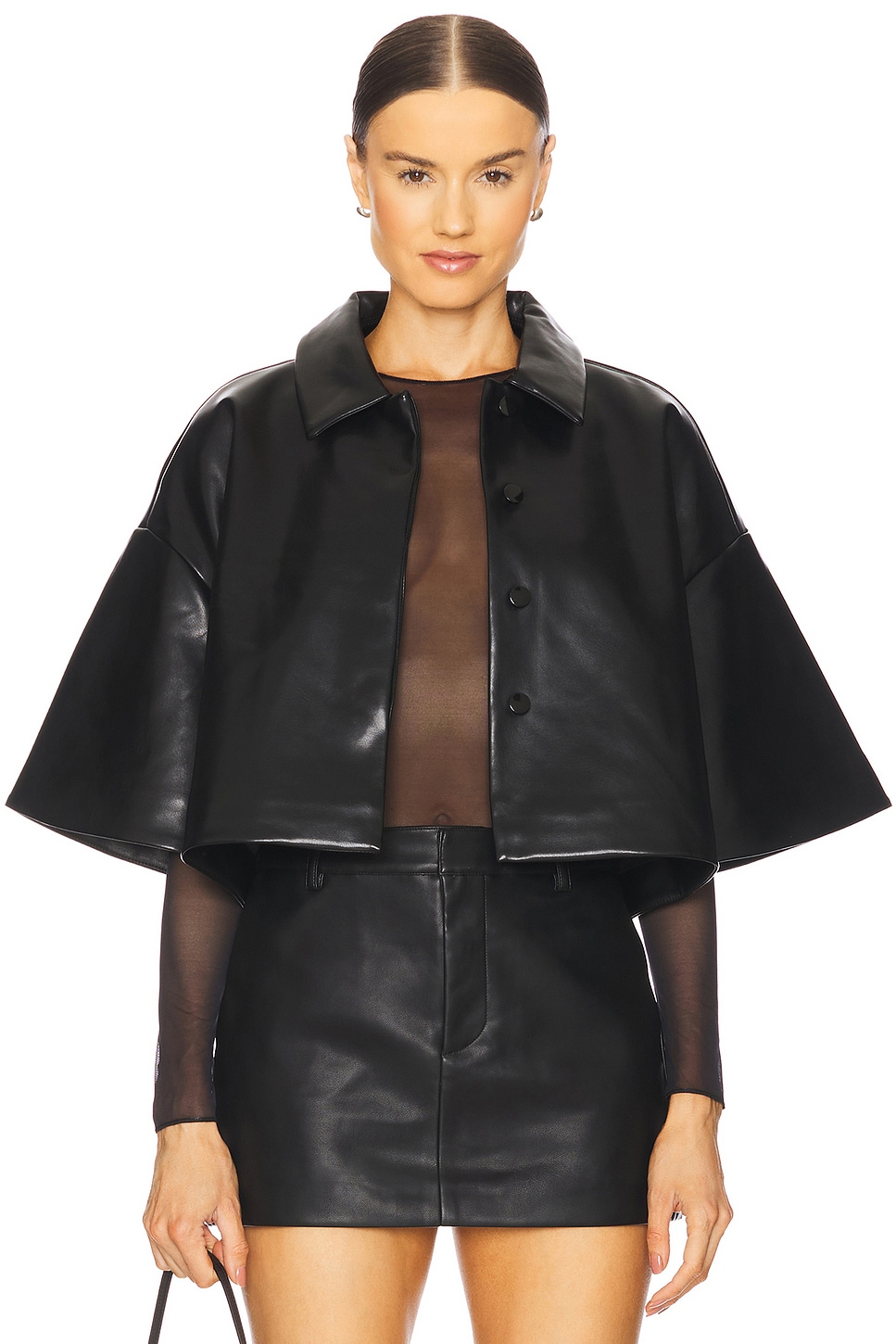 SER.O.YA Adi Faux Leather Cropped Jacket