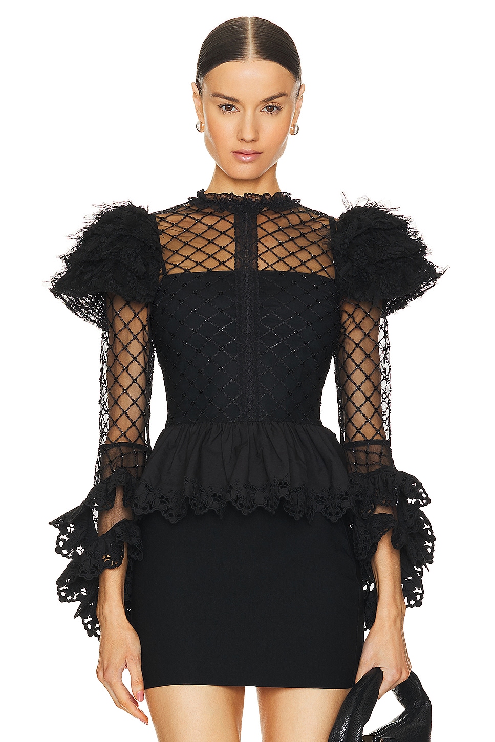 Susan Fang Embellished Sheer Blouse