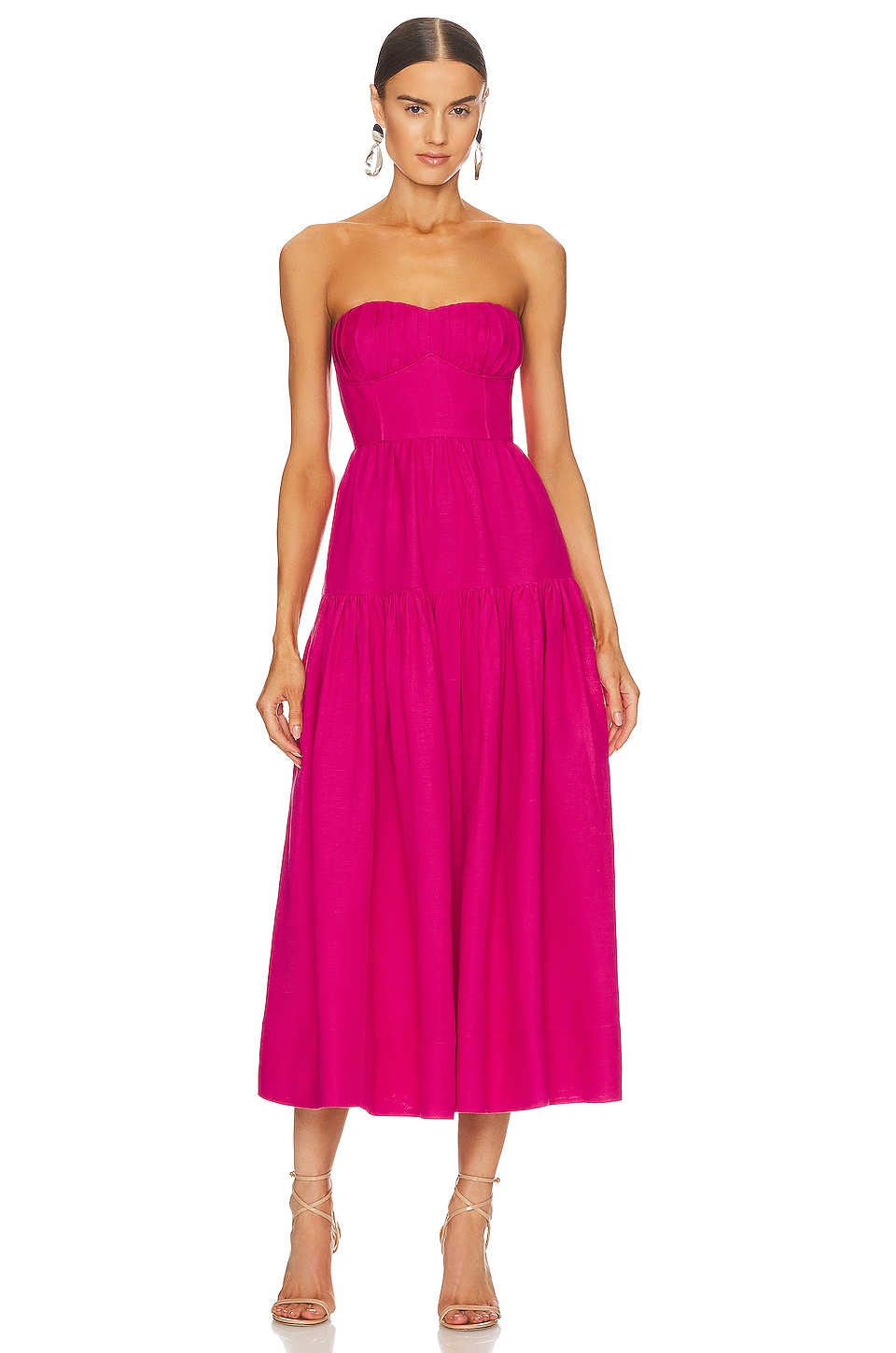 Shona Joy Joanine Strapless Ruched Midi Dress