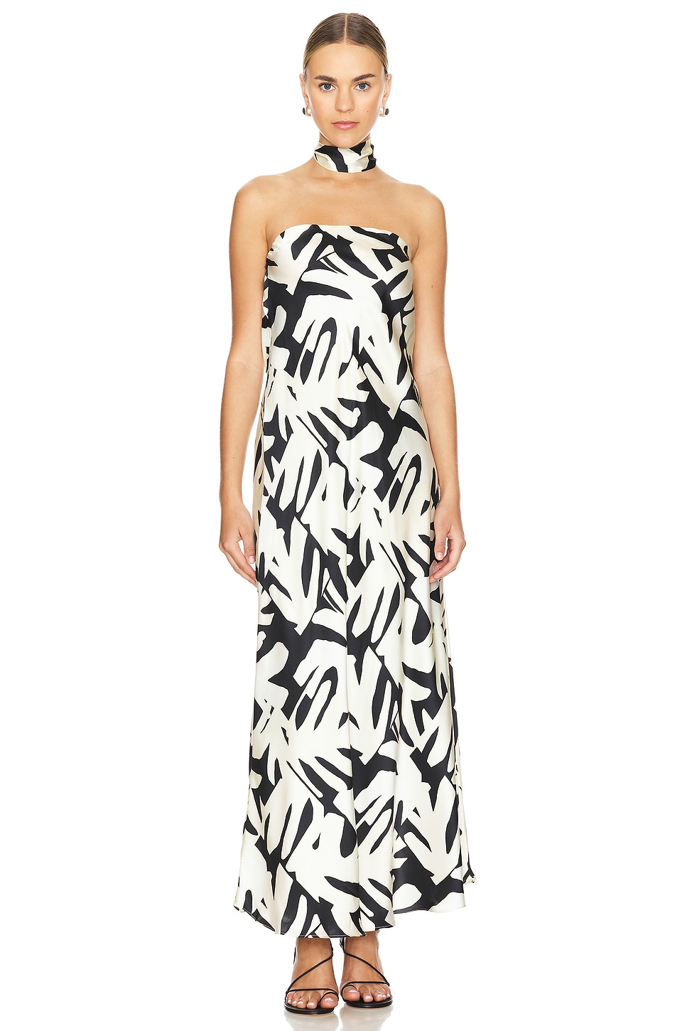 Shona Joy Micah Silk Strapless Bias Maxi Dress