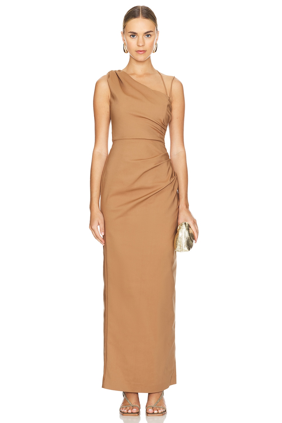 Shona Joy Lani Asymmetrical Gathered Maxi Dress